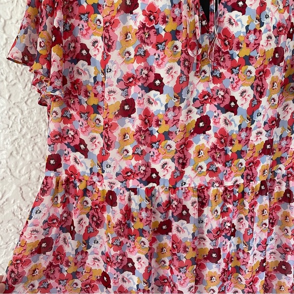 Lane Bryant Pink Short Sleeve Floral Chiffon Tiered Maxi Dress Size 22/24 - Picture 6 of 11